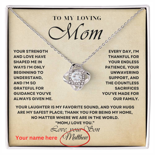Son's Note - Personalized Love Knot Necklace