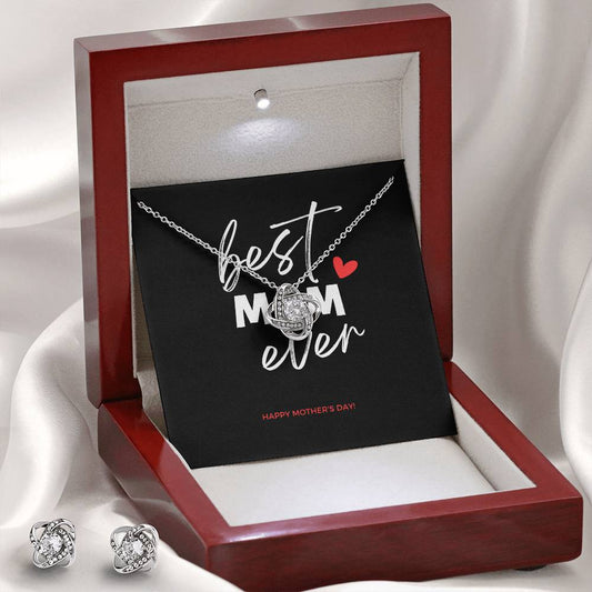 Best Mom Ever - Love Knot Earring & Necklace Set