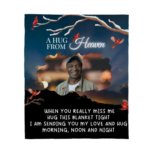 A Hug from Heaven - Personalized Jersey Fleece Blanket 50" x 60".