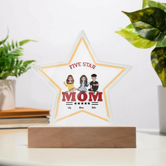 Five Star Mom - Personalized Acrylic Star Plaque.